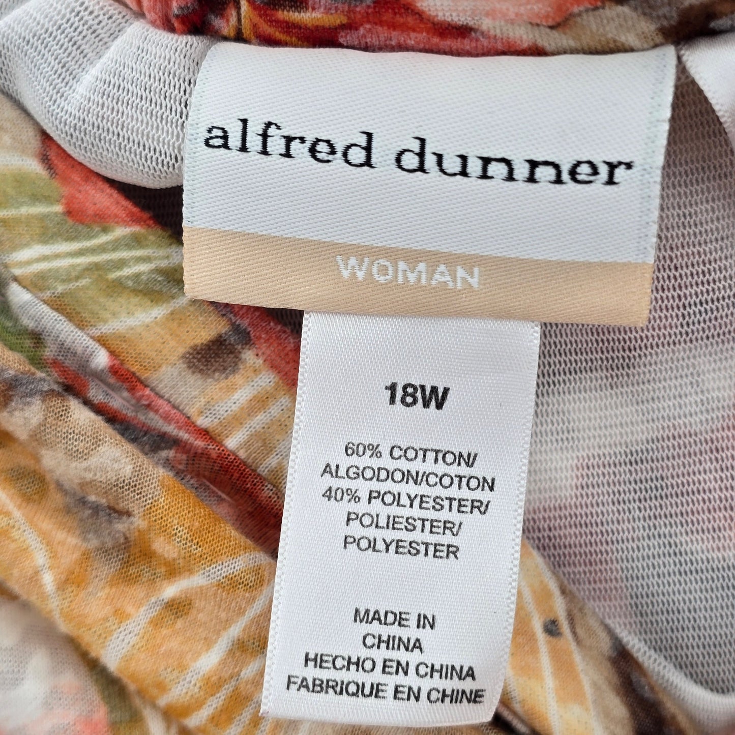 Alfred Dunner Tan Floral Flare Knee Length Cotton Skirt Plus 18W