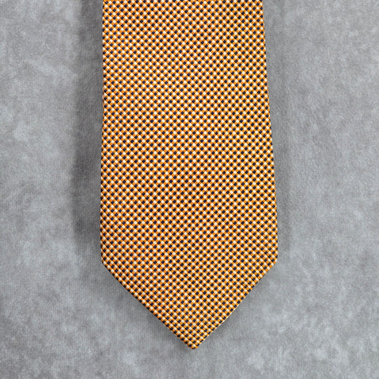 Faconnable Orange Blue Plaid 100% Silk Executive Corporate Men's Neck Tie