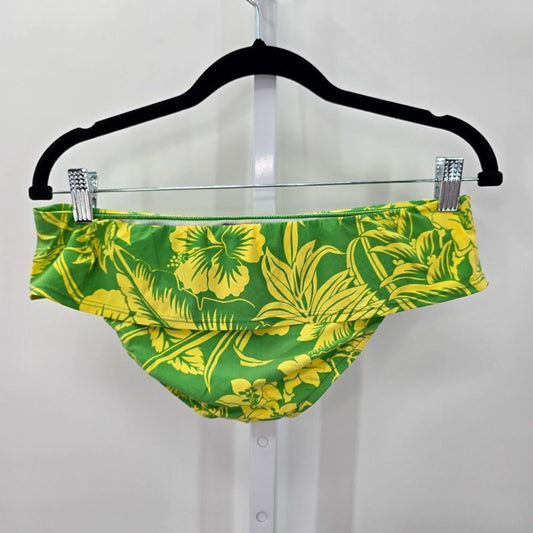 Ralph Lauren Yellow Green Floral Bikini Low Rise Bottom Ruffle RN52419 Small