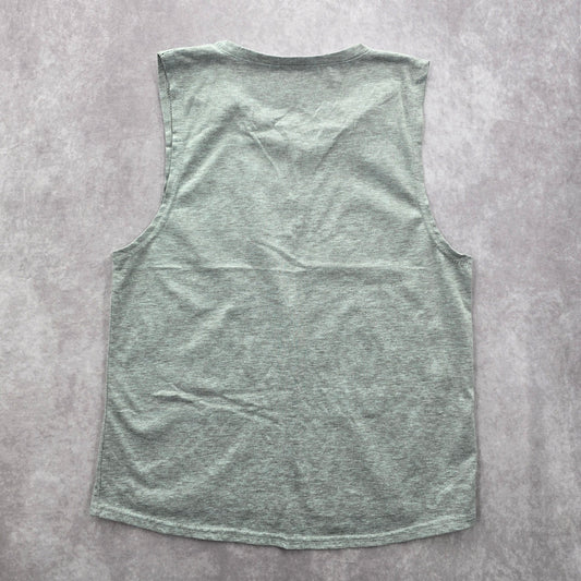 Gray Sleeveless Muscle Tshirt Tee Activewear Run Spelt Backwards Shirt Medium