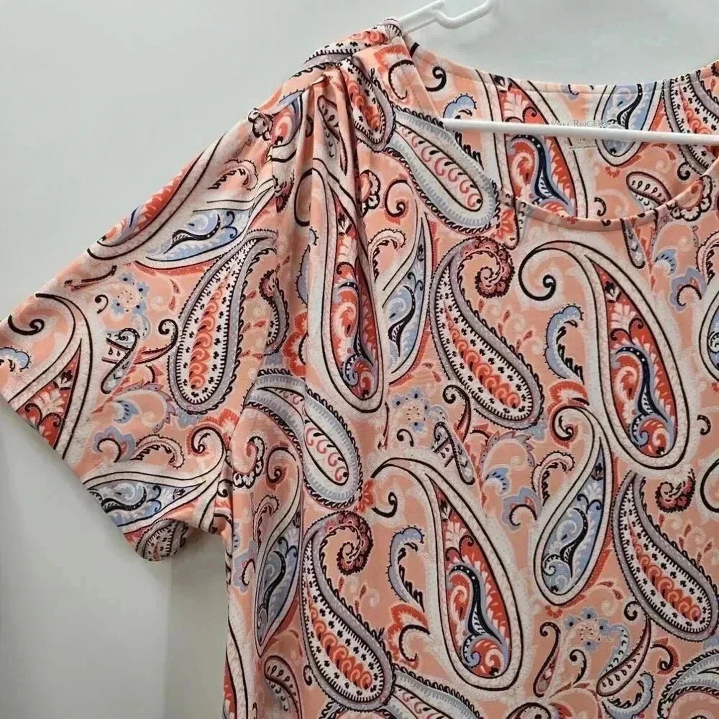 Kim Rogers Pink Floral Short Sleeve Paisley Knee Length Dress Curvy Plus 1XL