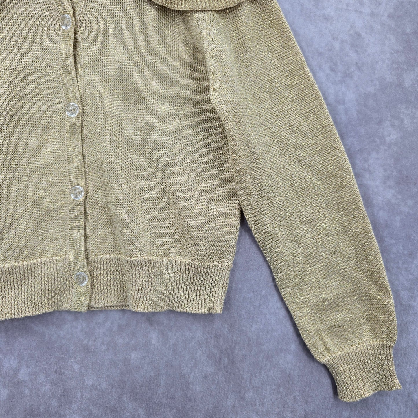 Cat & Jack Gold Metallic Button Ruffle Cardigan Holiday Sweater Girls Toddler 4T
