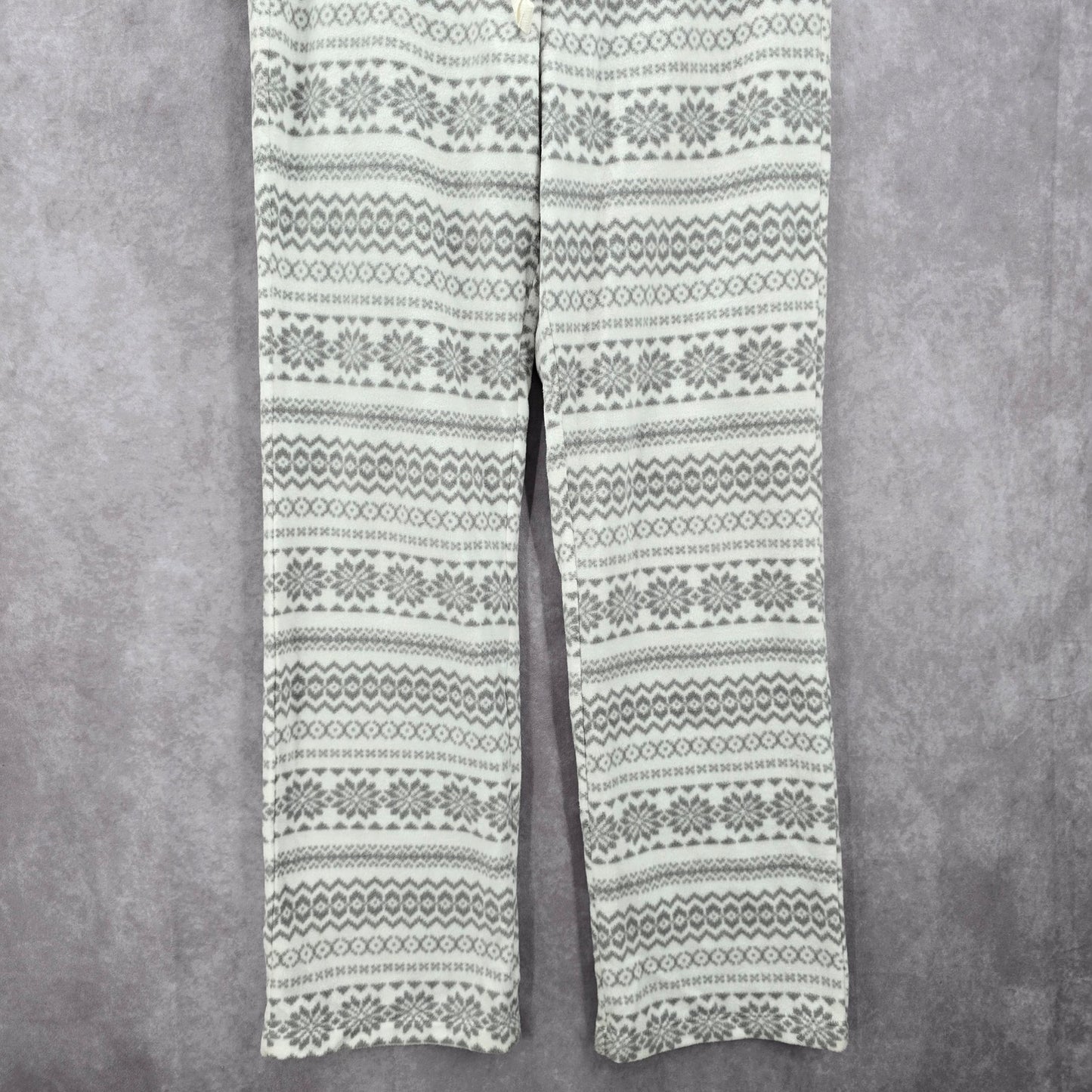 Old Navy White Gray Fleece Snowflake Sleep Pajama Bottoms Pants M Medium