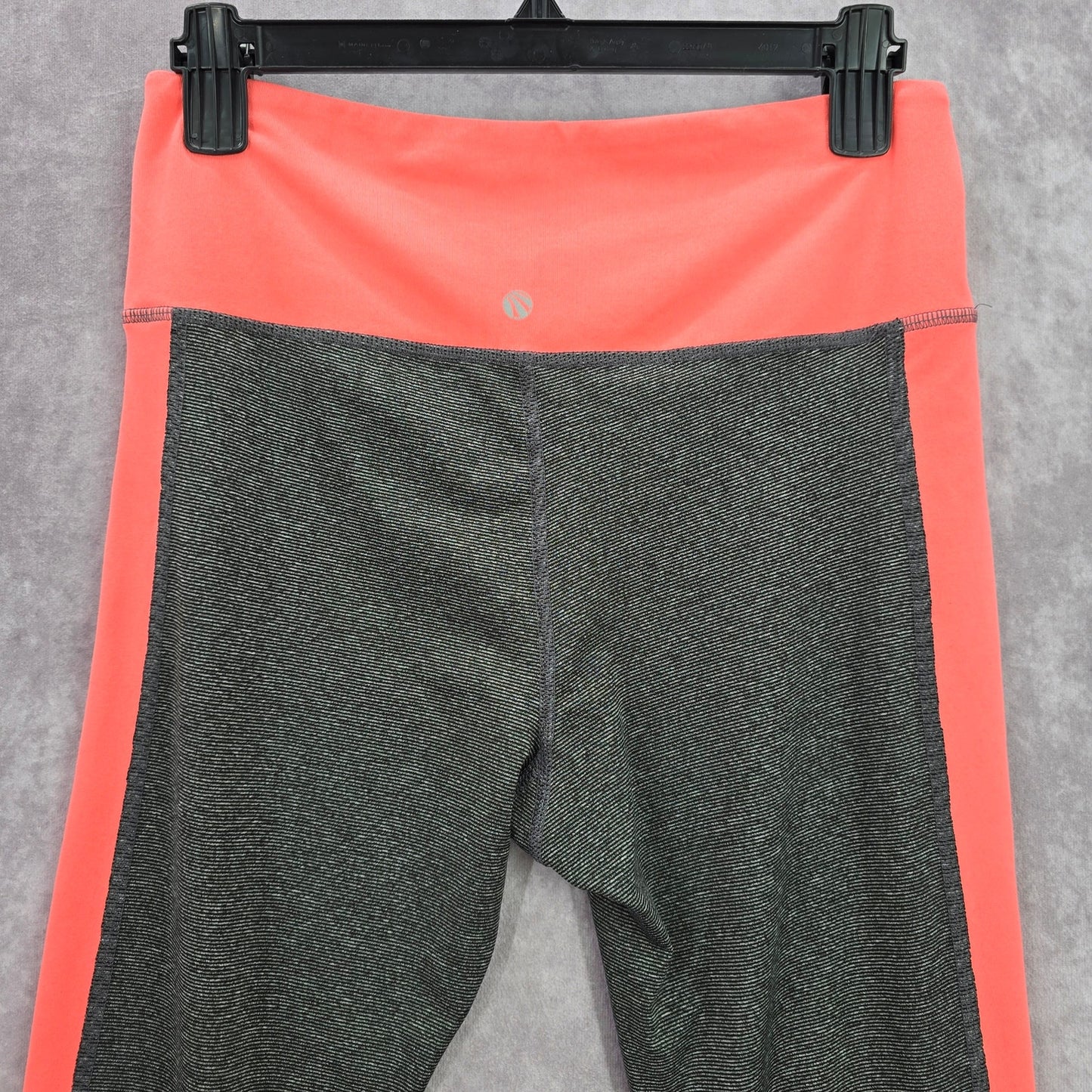 Marika Sports Gray Pink Stripe Cropped Active Legging Pant Bottoms Medium 8-10