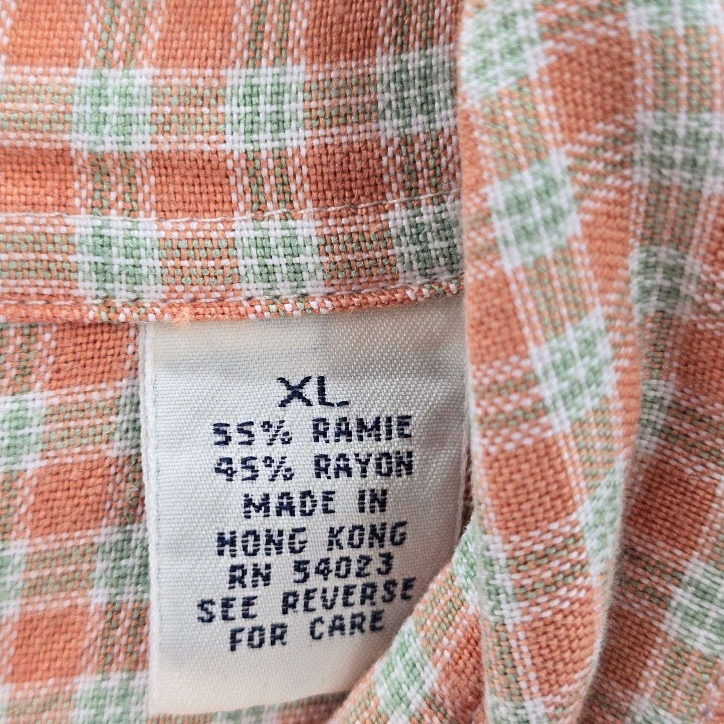 Gap Orange Checker Plaid Long Sleeve Button Down Mens Shirt Extra Large XL