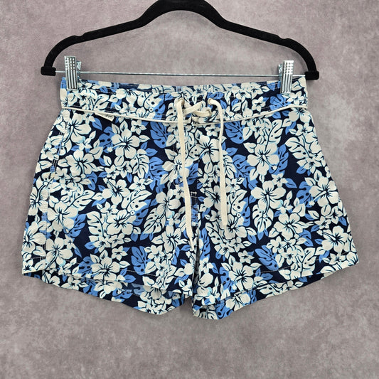 Syko Blue White Floral Board Swim Beach Pants Shorts Small S 7