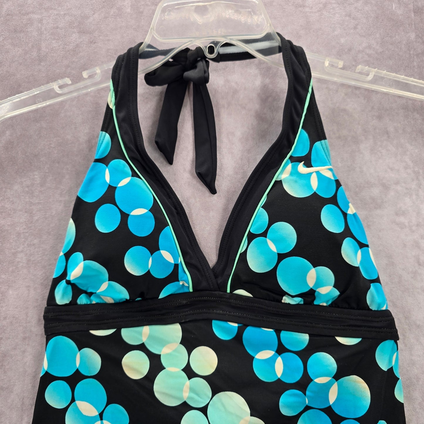 Nike Black Halter Tie Circle Padded Swimwear Tankini Tank Top Medium M