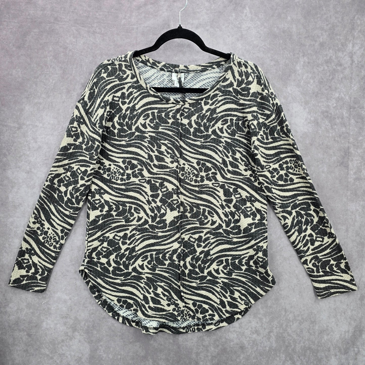 New Directions Gray Print Long Sleeve Y2K Western Fairy Sweater Top Medium