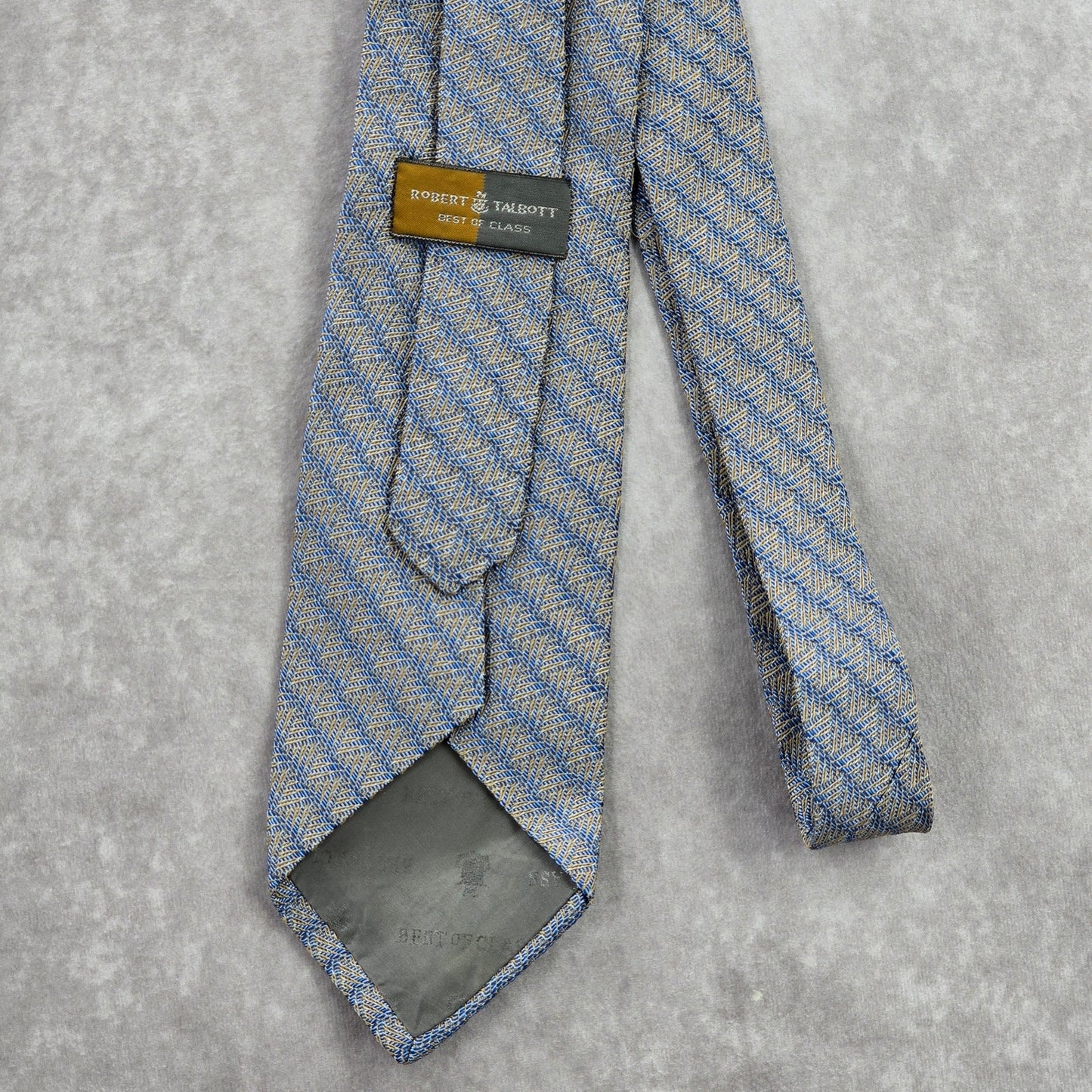 Robert Talbott Blue Orange Weave Geometric Repp Stripe Silk Men's Neck Tie