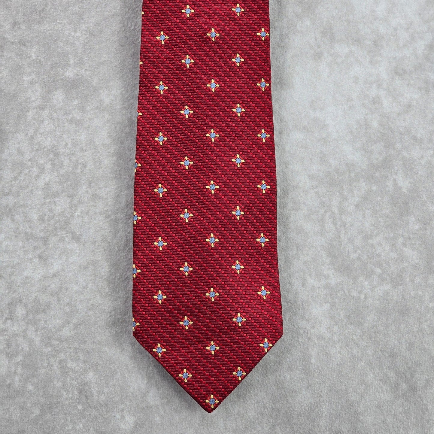 Jos. A. Bank Red Blue Floral Weave Geometric Silk Executive Italy Neck Tie Men's