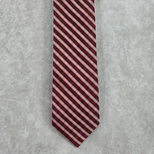 Calvin Klein Red White Stripe Silk Executive Corporate Valentines Neck Tie Men's