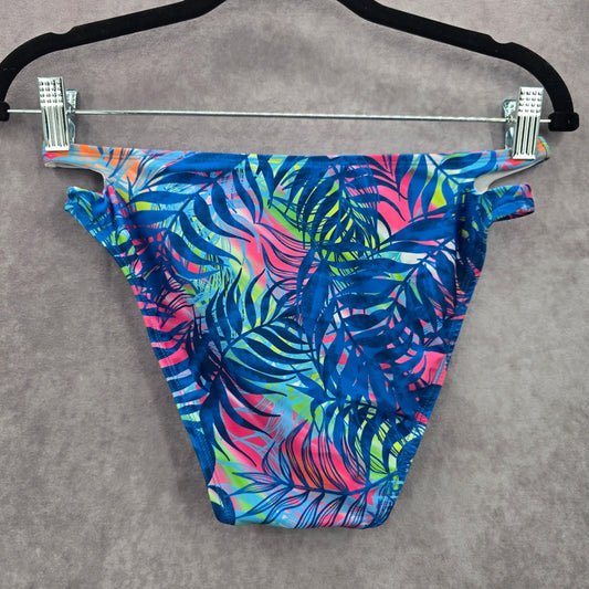 Sand Castle Blue Floral Print Bikini Bottoms Swimwear Medium