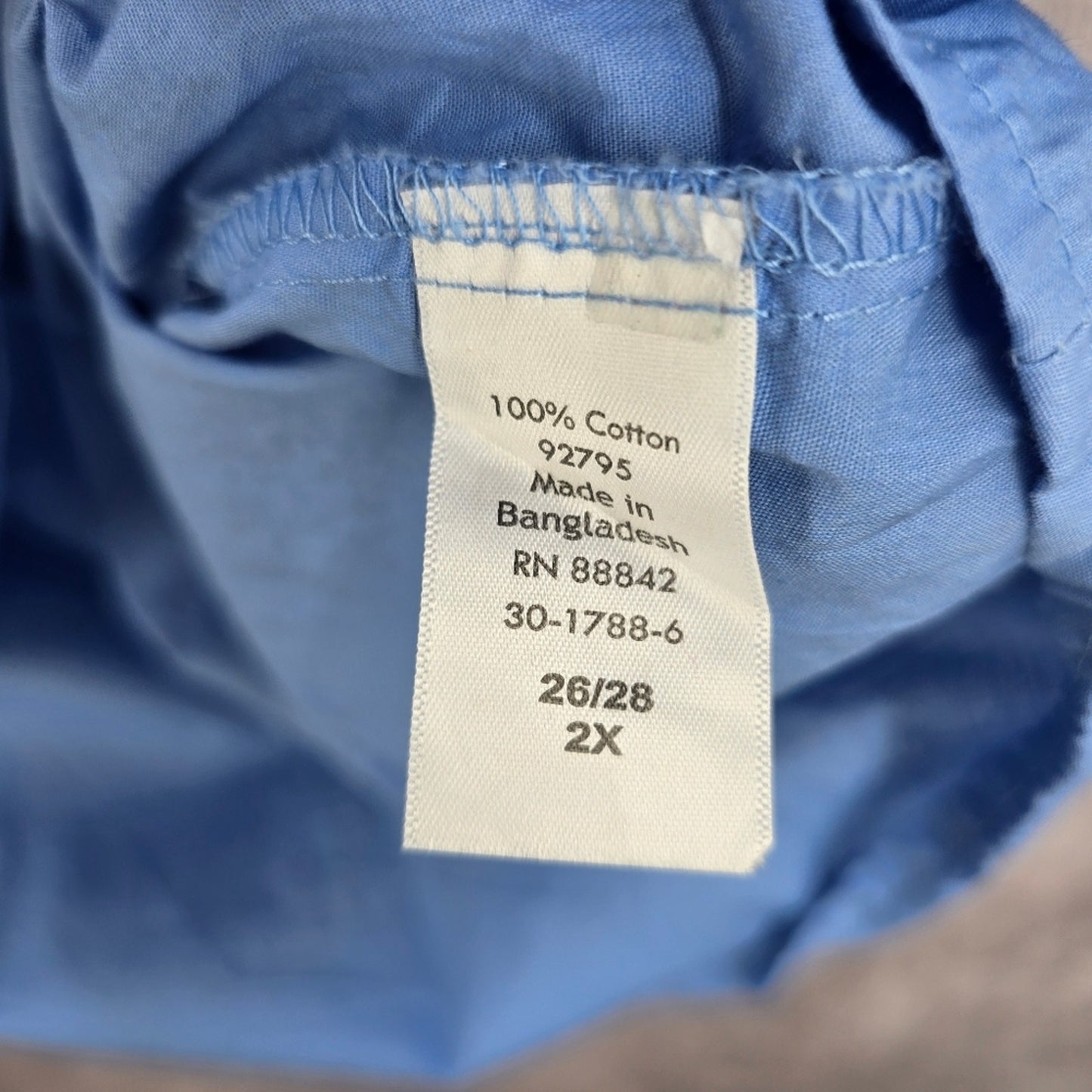 203. Woman Within Blue Button Down Flare Long Sleeve Cotton Top Plus 2X