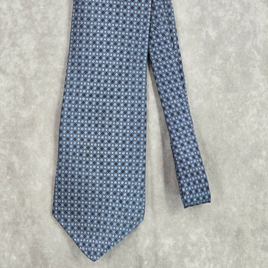 Nautica Blue Geometric Executive Diamond Plaid Stripe 100% Silk Men's Neck Tie
