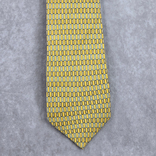 IZOD Geometric Yellow Blue Executive Corporate Silk Neck Tie Men's