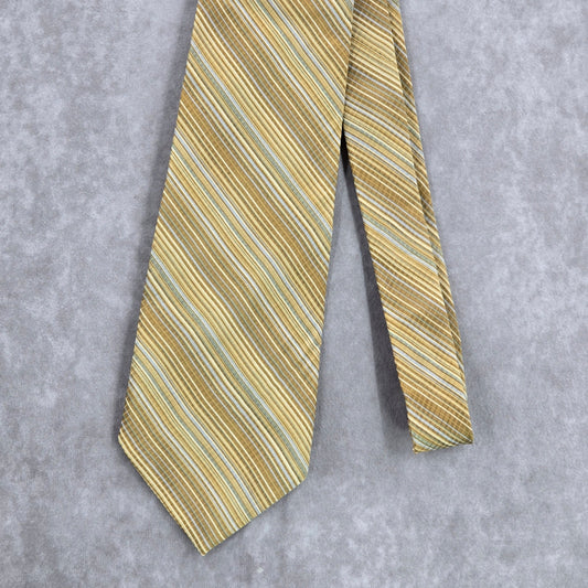 Van Heusen Yellow Blue Stripe 100% Silk Executive Corporate Men's Neck Tie