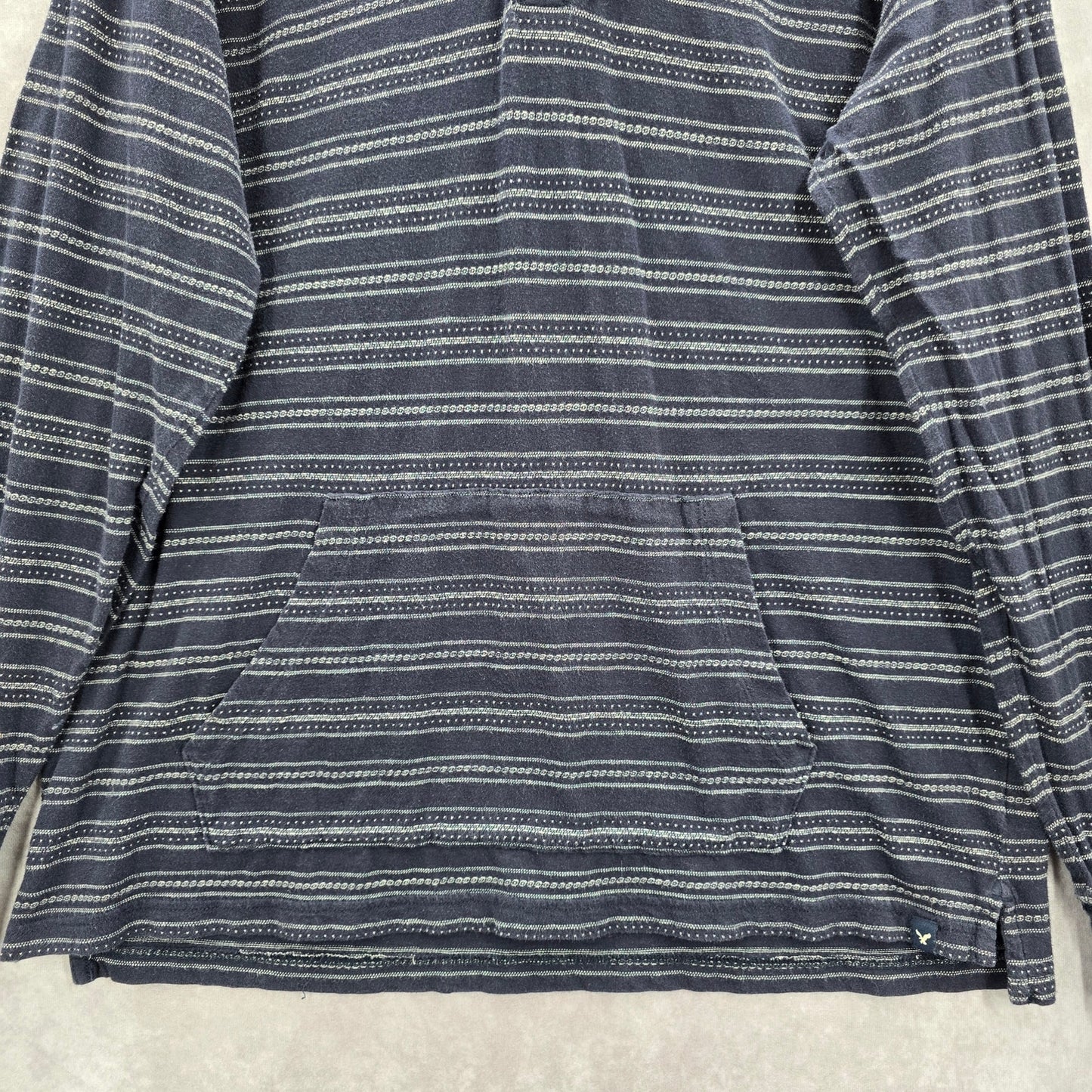 American Eagle Blue Premium Indigo Pullover Classic Stripe Hoodie XL Extra Large