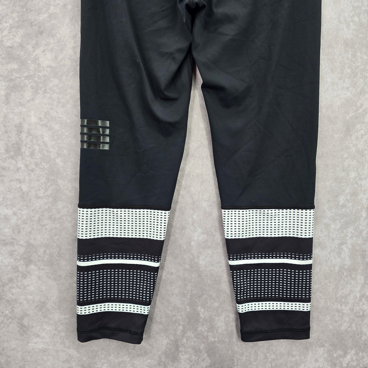 Lilybod Black White Geometric Stripe Cropped Active Legging Pant Bottom Small