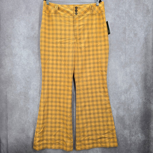Wild Fable Yellow Plaid Straight Boho Flare Wide Leg Dress Bottom Pants Plus 16