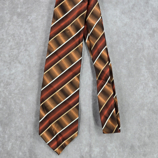 Stafford Essentials Brown Orange Stripe 100% Executive Corporate Mens Neck Tie