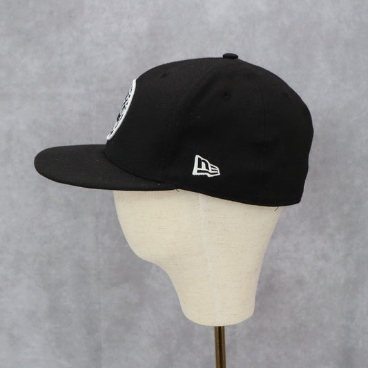 New Era Black Flat Bill 59FIFTY Fitted 7 3/8 NBA Athletic Fans Baseball Cap Hat