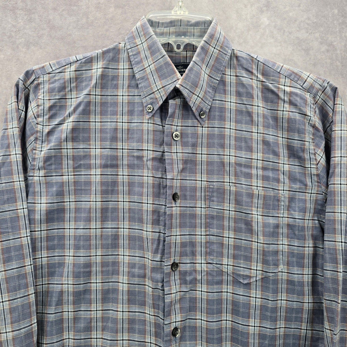 Dockers Gray Plaid Button Down Work Western Long Sleeve Cotton Shirt Small
