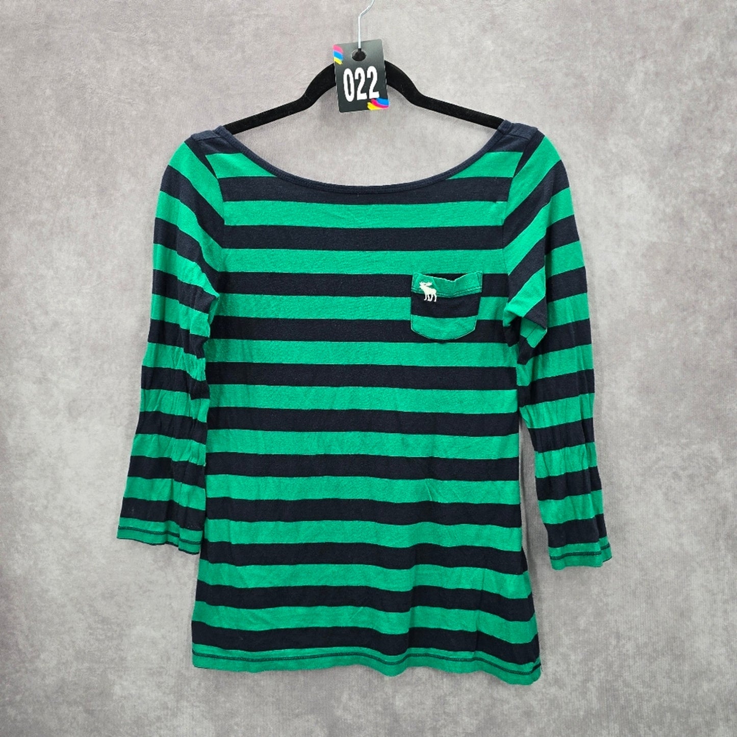 Abercrombie & Fitch Green Blue Stripe Top Casual Small