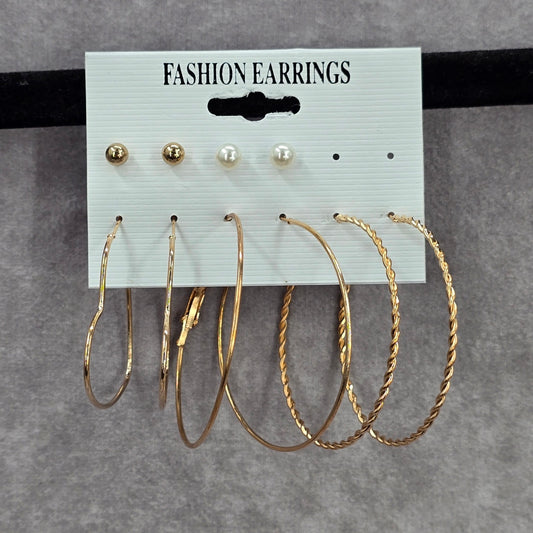 Gold Pearl Hoop Stud Swirl Heart Dangle Fashion Jewelry Earrings NWT JB2-24