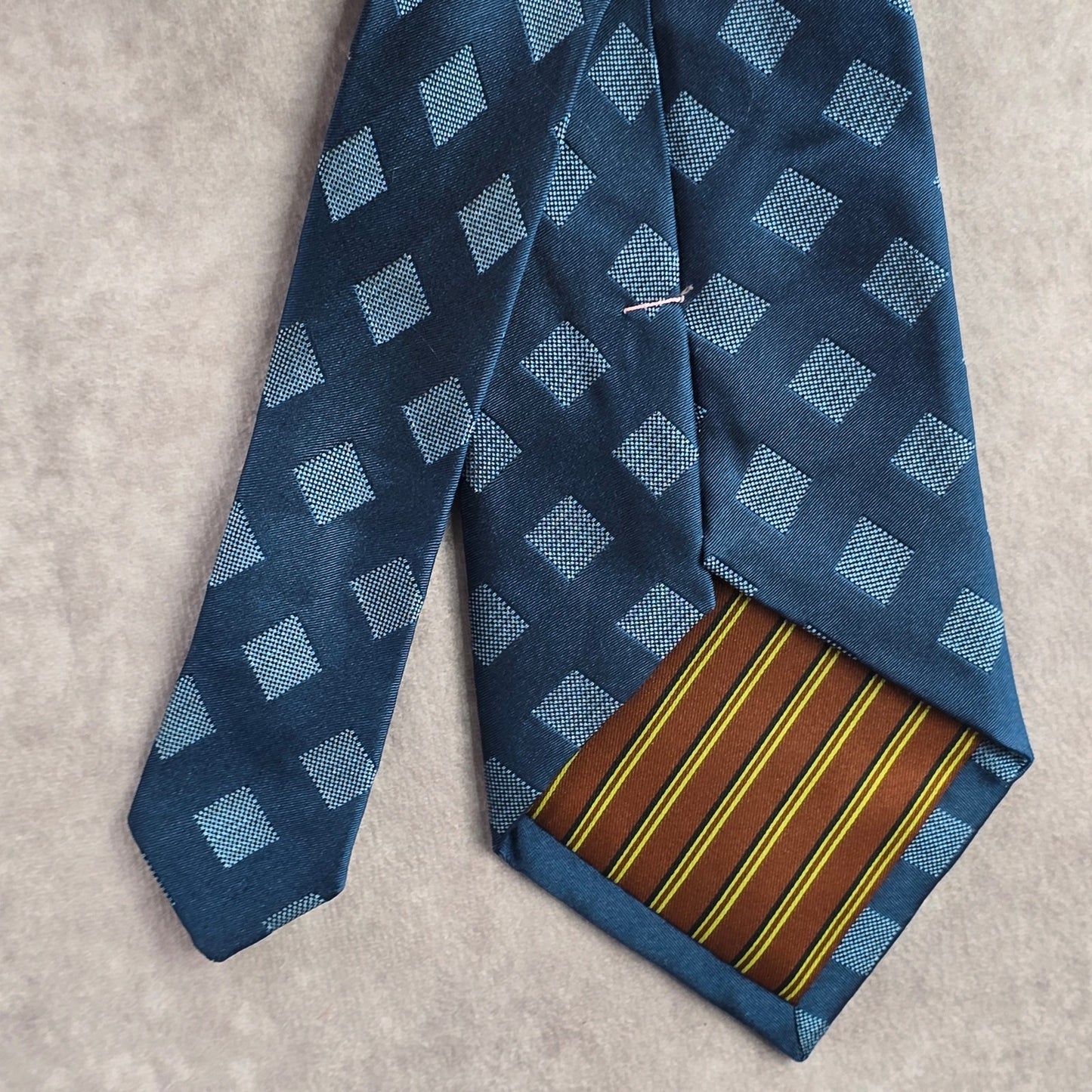 BCBG Attitude Diamond Blue Brown Silk Geometric Executive Neck Tie Men's