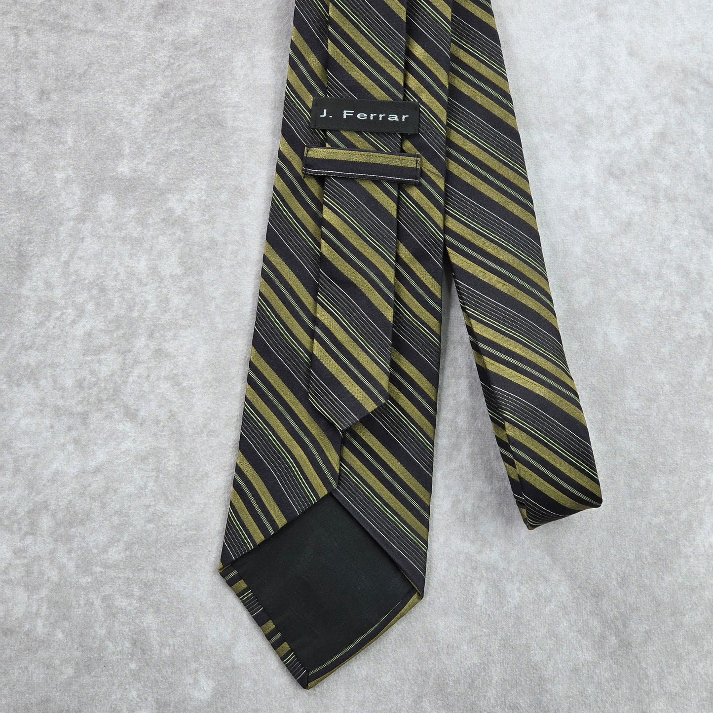 J. Ferrar USA Black Gold Striped Geometric Repp Executive Silk Neck Tie Men's