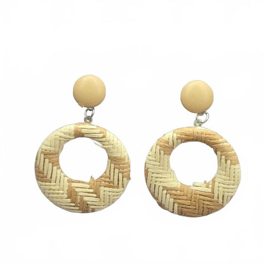 Circle Tan Weave Drop Long Dangle Earring Fashion Jewelry JB1-08