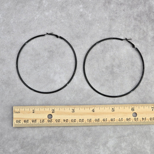 Black Hoop Large Hook Boho Goth Retro Dangle Fashion Jewelry Earrings NWT JB2-84