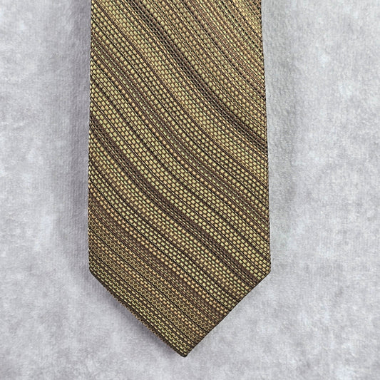 Joseph Abboud Brown Gold Stripe Repp Geometric 100% Silk Men's Neck Tie NWOT
