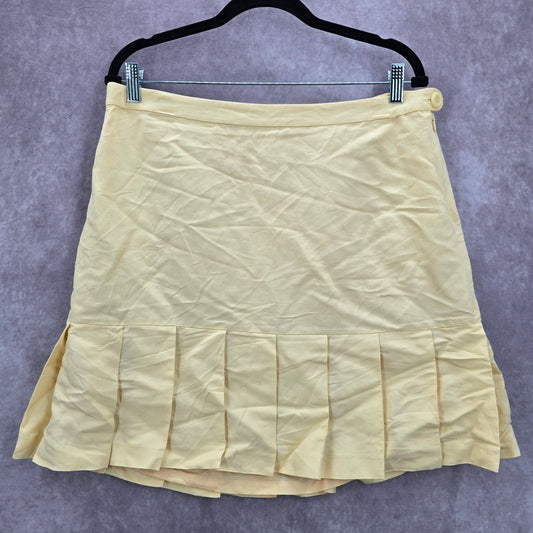 Ann Taylor Loft Yellow Pleated Mini Short Skirt Plus 14