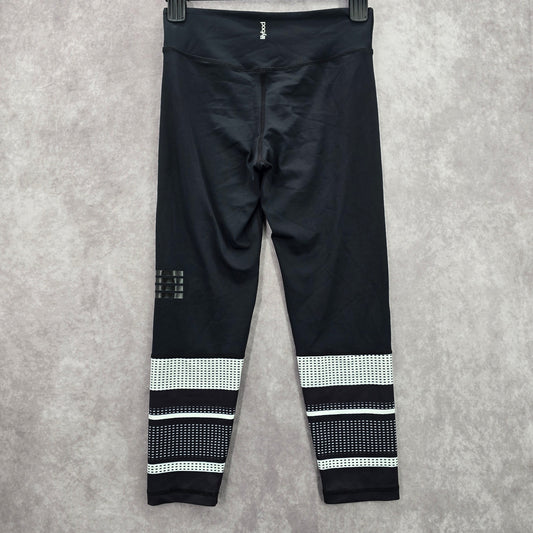 Lilybod Black White Geometric Stripe Cropped Active Legging Pant Bottom Small
