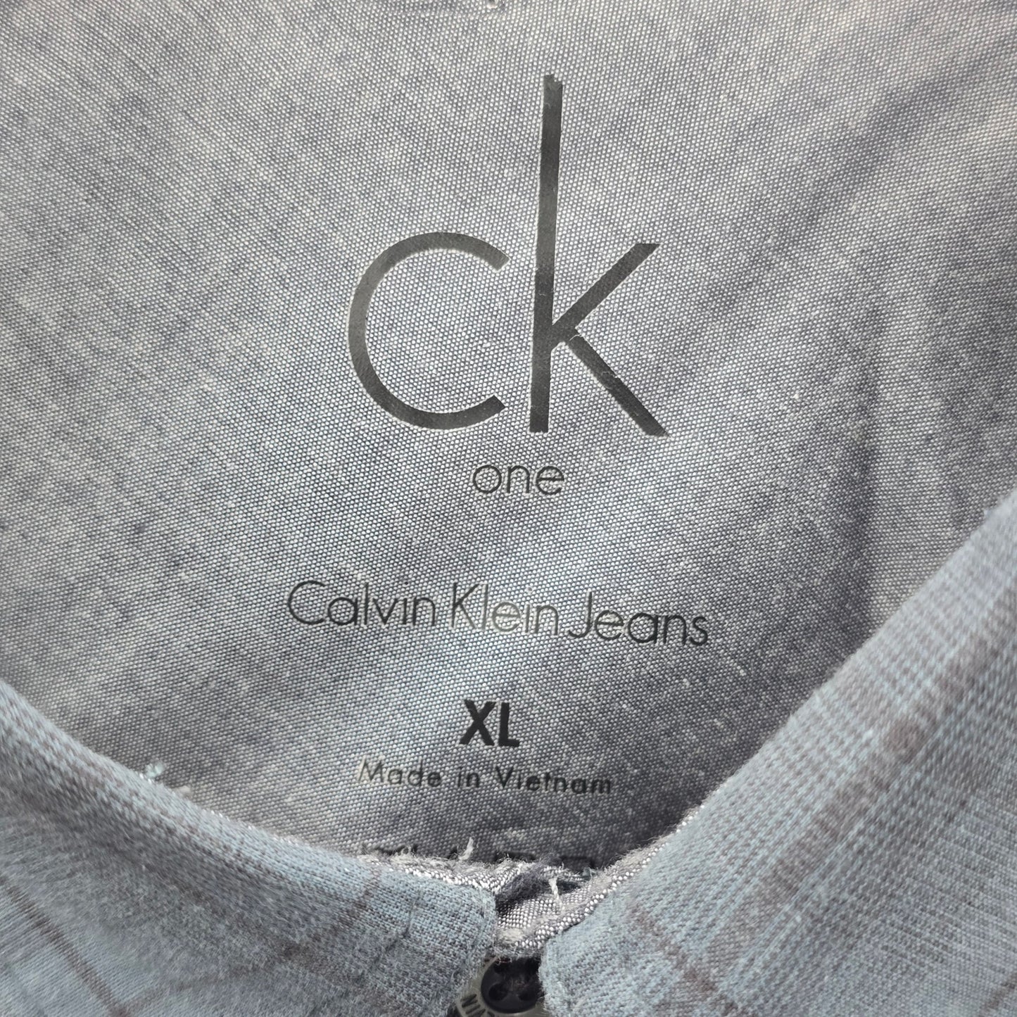 Calvin Klein One Jeans Blue Plaid Button Down Long Sleeve Work Casual Shirt XL