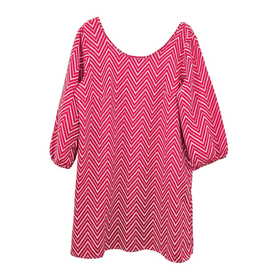 Live 4 Truth Red White Chevron Knee Length Zipper Dress Plus 1XL