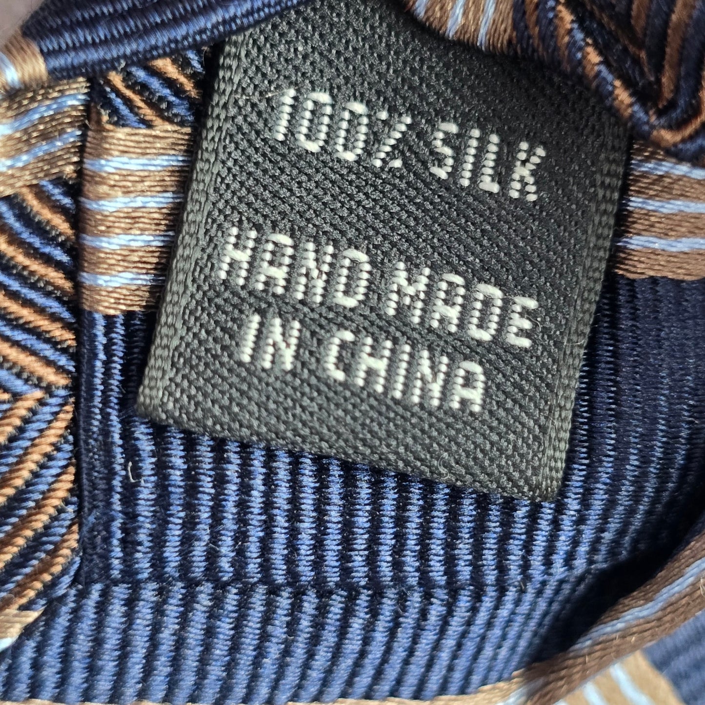 Jos. A. Bank Striped Brown Blue Repp Geometric Executive Silk Neck Tie Men's