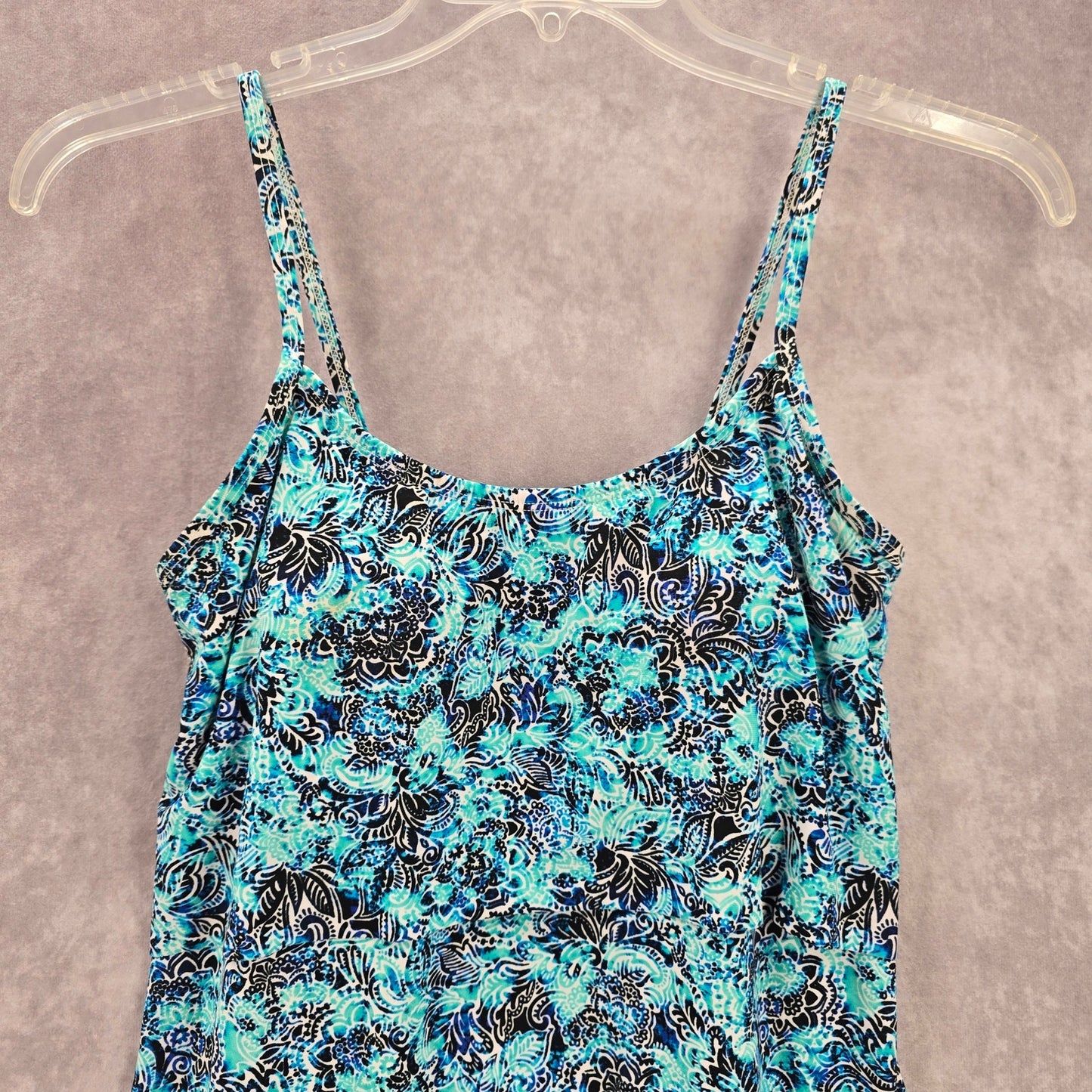 Blue Floral Ruffle Padded Swimwear Tankini Tank Top Medium M 8