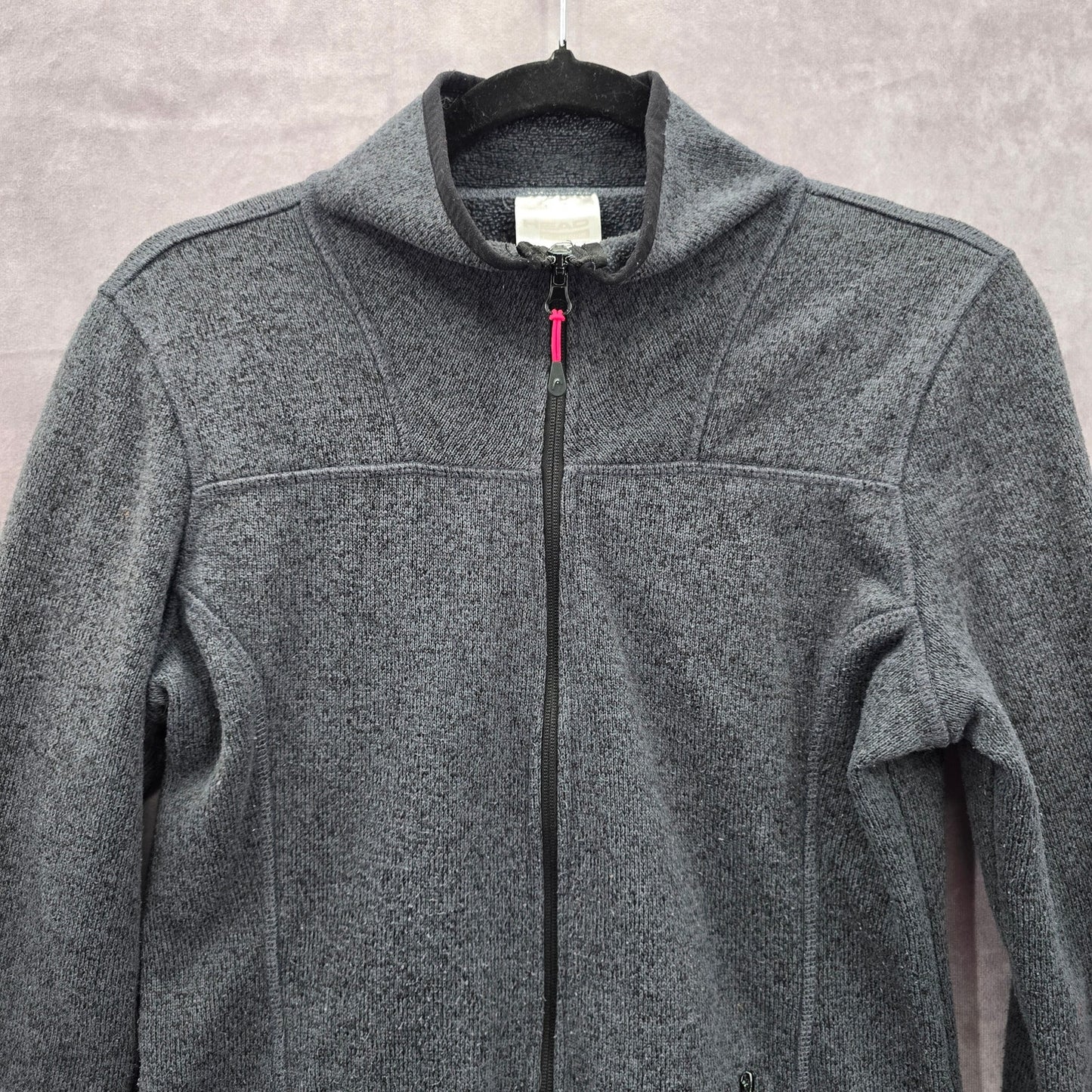 Head Gray Zipper Fleece Sweater Long Sleeve Cardigan Jacket Medium