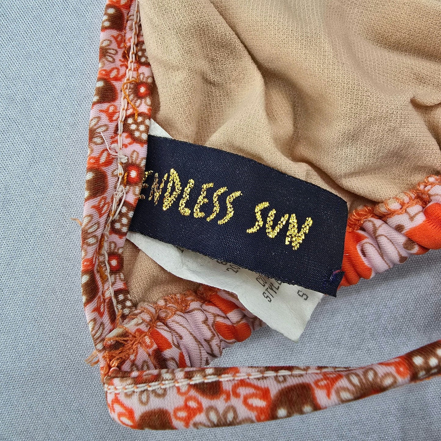 Endless Sun Orange Floral Triangle Tie Beach Bikini Bralette Swim Top S Small