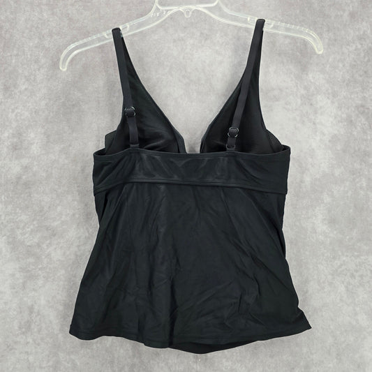 Catalina Black Scrunch Crisscross Padded Swimwear Tankini Tank Top Medium M 8/10
