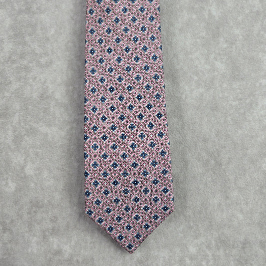 Jos. A. Bank Floral Pink Blue Floral Geometric Executive Silk Neck Tie Men's