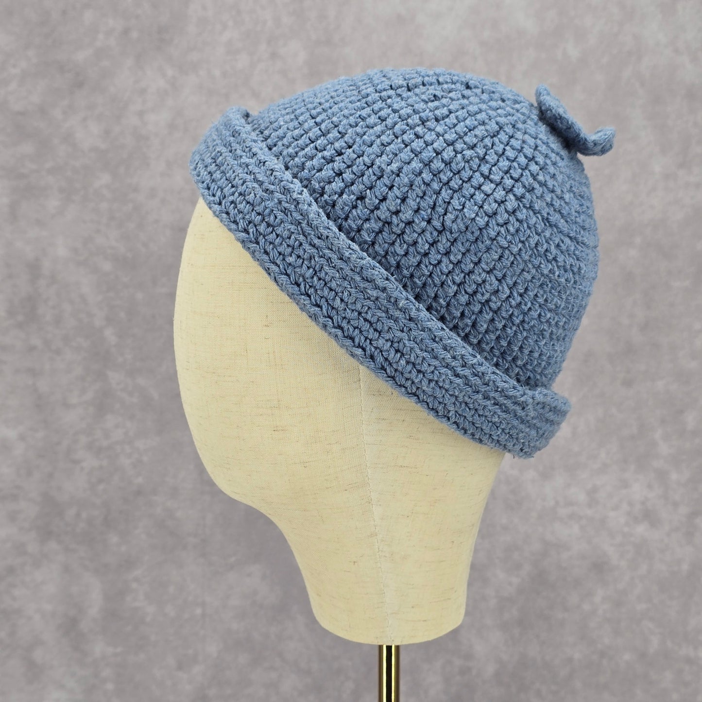 Blue Flower Vintage Y2K Cable Knit Caps Funky Beanie Hat