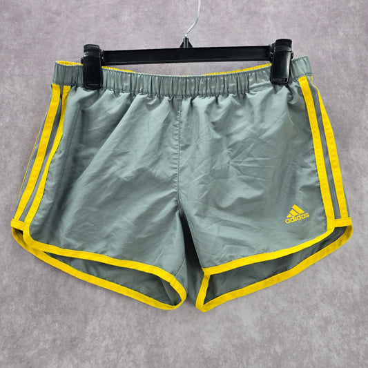 Adidas Gray Yellow Running Athletic Active Climalite Pants Shorts Small