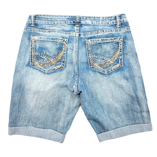 New Direction Weekend Blue Denim Bermuda Jeans Shorts Bottoms Pants Plus 14