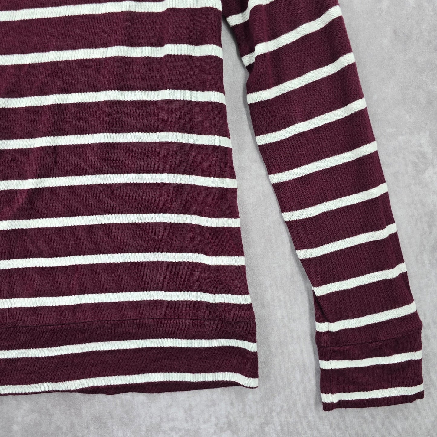 41 Hawthorn Burgundy White Stripe Long Sleeve Classic Blouse Top Medium