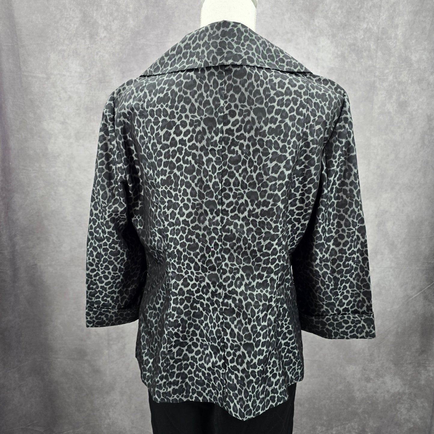 Alex Marie Black Gray Executive Jacket Coat Formal Animal Print Medium