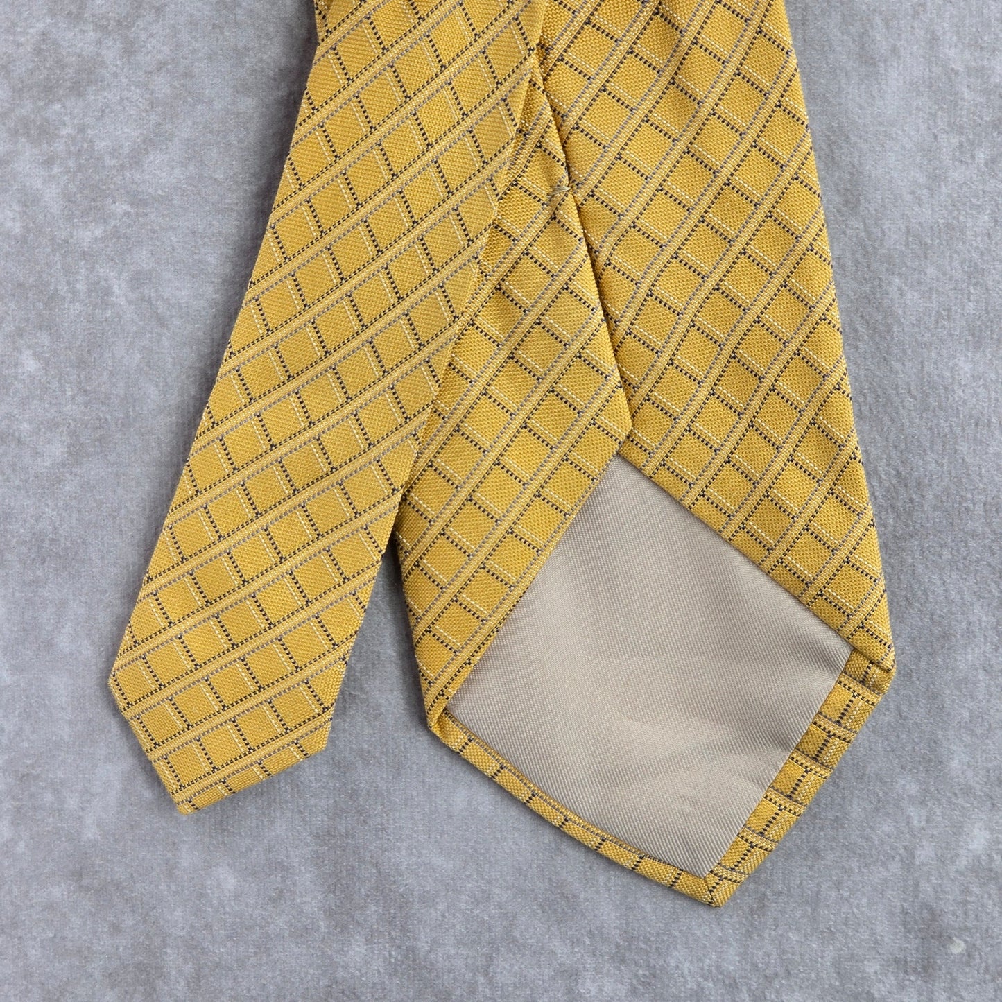 Barneys New York Yellow Blue Plaid Stripe Italy 100% Silk Men's Neck Tie