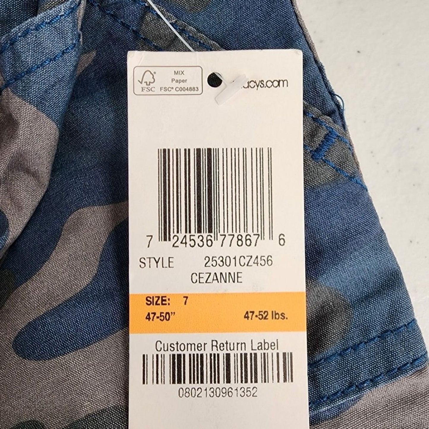 Epic Threads Blue Gray Camo Cezanne Cargo Cotton Boys Pull On Pants Size 7